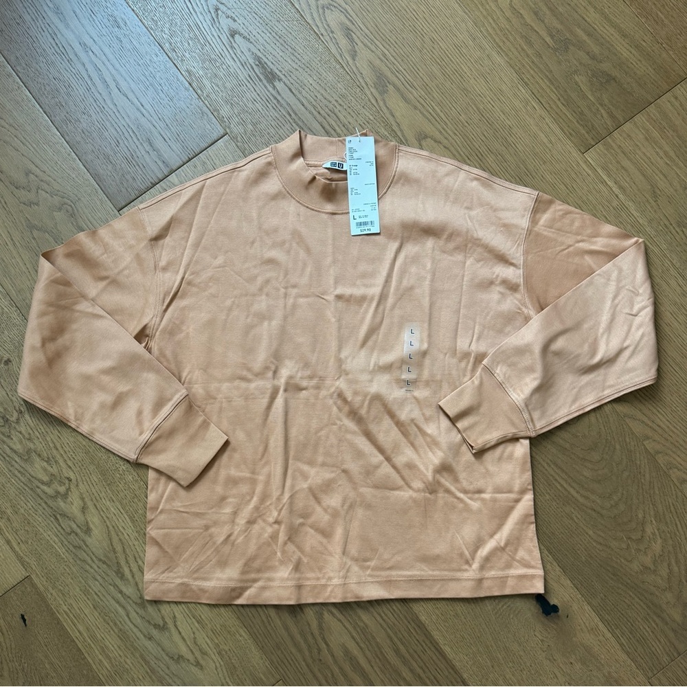 Uniqlo Women’s Mock Neck Long Sleeve Cotton T-Shirt - Orange - NWT - Size L